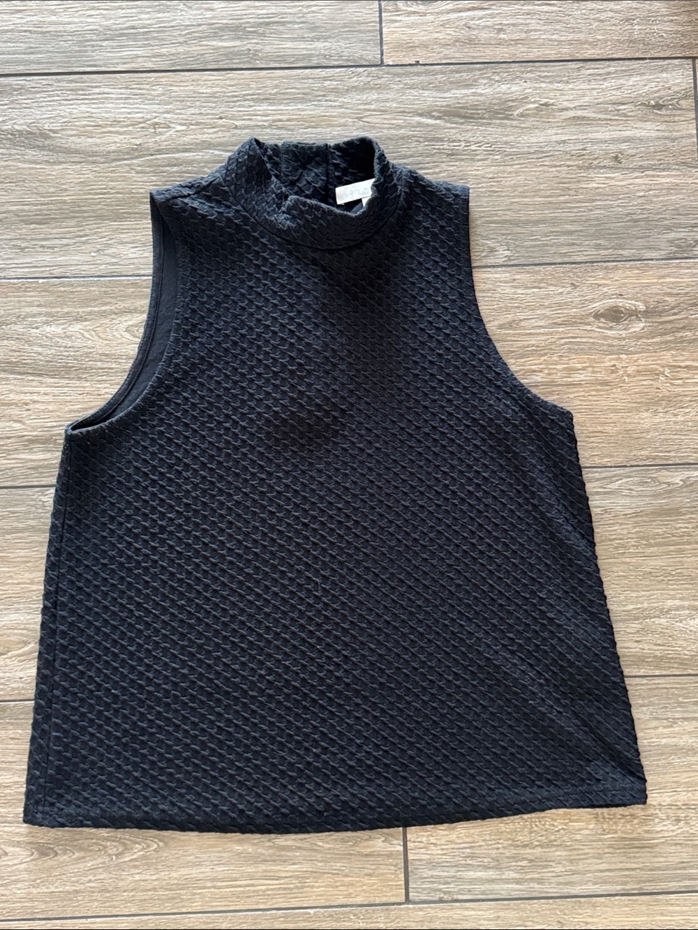 Anthropology - Textured Mock Neck Sleeveless Tank - Black